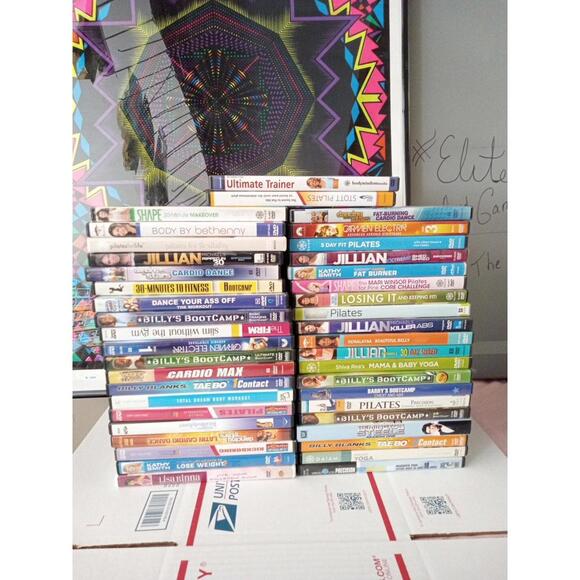 Massive Lot Of 42 Workout Get Fit Loose Weight Yoga Pilates Dvds See Pics T3#45